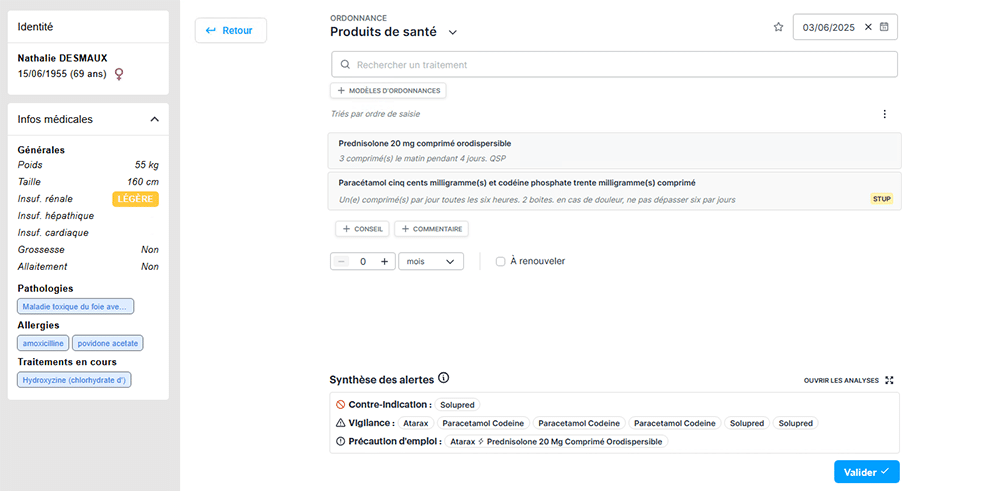 Fonction ordonnance logiciel JULiA pour dentistes
